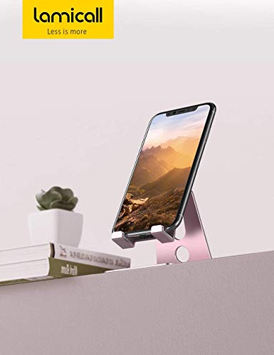 Lamicall Aluminum Cell Phone Stand for Desk, Pink Desk Accessories - color: rose gold