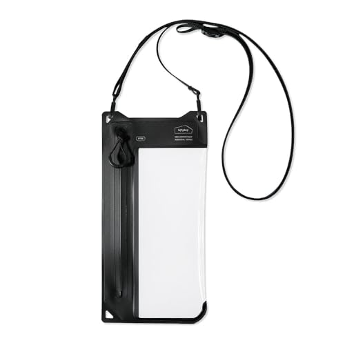 bitplay AquaSeal IPX8 2 Way Waterproof Phone Pouch, Outdoor Dry Bag with Adjustable Lanyard for Universal Phone Case, Horizontal and Vertical Wear, Black - color: Black