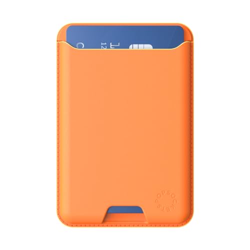 PopSockets Softgoods Phone Wallet and Adapter Ring for MagSafe, Phone Card Holder, Wireless Charging Compatible, Wallet Compatible with MagSafe® - Cantaloupe - color: Canteloupe, style: Without Grip