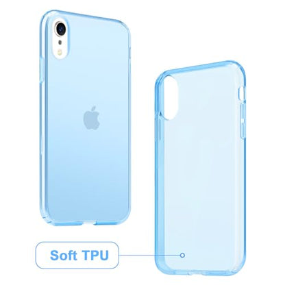 JJGoo Compatible with iPhone XR Case Clear Soft Transparent Shockproof Protective Slim Thin Bumper Phone Cover for XR, Clear Blue - color: Blue