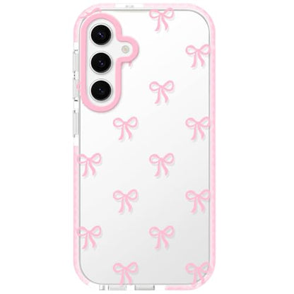 Dumkery Cute Phone Case for Samsung Galaxy S24, Bow Aesthetic Pattern Cases, Soft Clear TPU Shockproof Bumper Cover for Girls Women, Pink - size: Samsung Galaxy S24