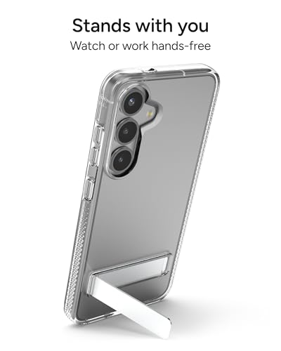 ZAGG Crystal Palace Samsung Galaxy S25 Case with Kickstand - Crystal Clear, 13ft Drop Protection, Anti-Yellowing, Graphene Reinforced, Wireless Charging Compatible, Anti-Scratch - size: Samsung Galaxy S25, style: Without Snap
