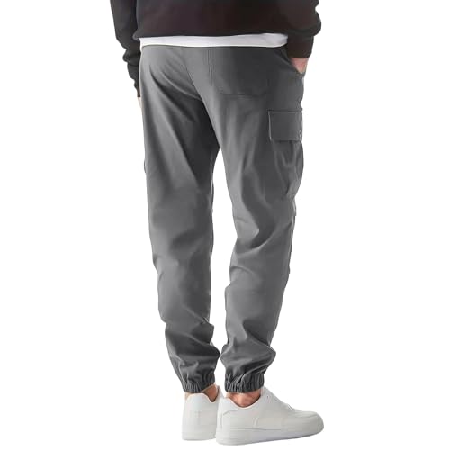 Men's Cargo Pants Canvas Durable Tactical Water Resistant Flap Pockets BDU Travel Camping Tactical Pants for Men - color: A Dark Gray, size: Medium