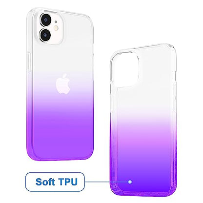 JJGoo Compatible with iPhone 12 mini Case, Soft Transparent Shockproof Protective Slim Thin Bumper Phone Cover, Gradient Purple - color: Gradient Purple