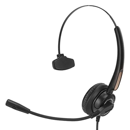 Corded Telephone Headset with Noise Cancellation, Single Ear Headphone for Customer Service, Multimedia Teaching, Plug and Play, Comfortable, Clear Call Quality