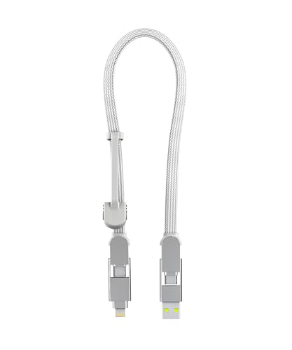 Rolling Square inCharge XL 30cm - USB C Charger Cable, Lightning for Smartphone, Universal 6 in 1, USB Plug, Glacier White, 100W - color: Glacier White