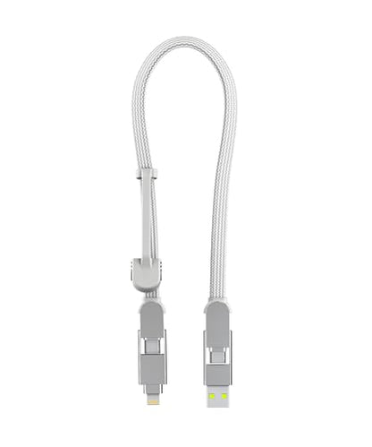 Rolling Square inCharge XL 30cm - USB C Charger Cable, Lightning for Smartphone, Universal 6 in 1, USB Plug, Glacier White, 100W - color: Glacier White