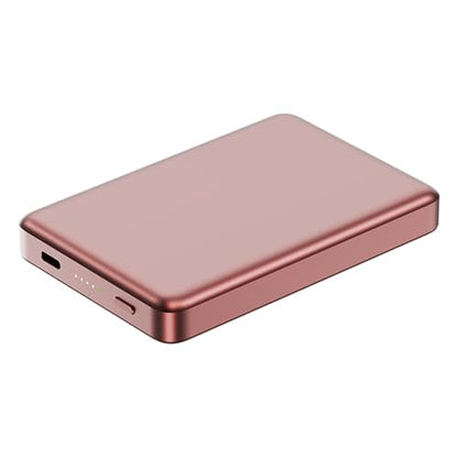 X Blade 10K Slim Magnetic Power Bank - 10000 mAh – MagSafe Portable Charger for iPhone and Samsung, Wireless Fast Charging USB-C PD 20W, Ultra Thin Metal Design, Rose Gold - color: Rose Gold