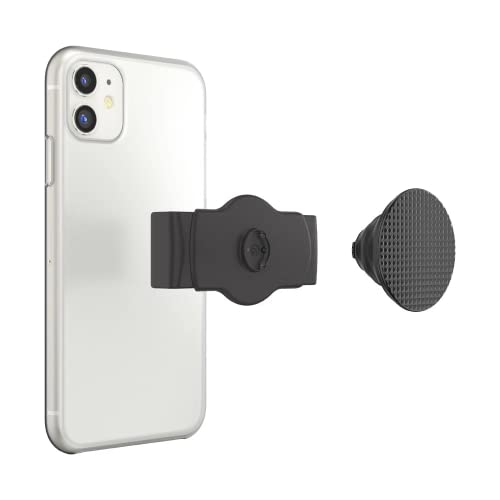 PopSockets Phone Grip Slide for Phones and Cases, Sliding Phone Grip with Expanding Kickstand - Black Knurled Texture