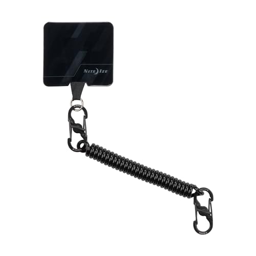 Nite Ize Hitch Phone Anchor & Tether - Durable, Coiled Phone Tether for Everyday & Outdoor Use - Adventure-Proof Design for Drop & Theft Protection - Compatible with Corded & Wireless Charging