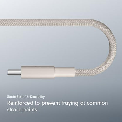 Beats USB-C to USB-C Woven Cable Fast Charging Durable/Tangle-Free Compatible Charger for Apple & Android Devices (1.5 m, 5 ft) - Surge Stone - color: Surge Stone, size: 5 ft, style: USB-C to USB-C