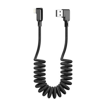 AICase 90 Degree Coiled Charging Cable,Right Angle Design Gaming LED Cord 6ft/1.8m Elastic Nylon Cable,Charge and Sync for Phone XS/XS Max/XR/Phone X/8/8 Plus/7/7 Plus, Pad Pro Air 2 and More - size: Coiled 6ft