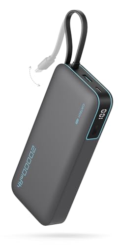 CUKTECH 45W Power Bank 20000mAh, Portable Travel Charger Built-in USB C Cable, Fast Charging Battery Pack for iPhone 17/16/15, iPad, Samsung Galaxy, Google Pixel, Android and More (Gray) - color: PB200N-Gray