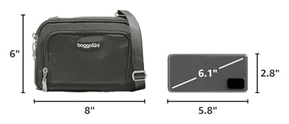 Baggallini Triple Zip with Front Wallet/Trifecta RFID Wallet Crossbody - color: Charcoal