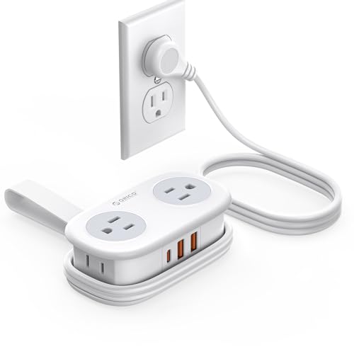 ORICO PD 20W USB-C Travel Power Strip with 4 AC Outlets 3 USB Ports - color: White