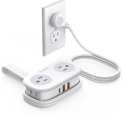 ORICO PD 20W USB-C Travel Power Strip with 4 AC Outlets 3 USB Ports - color: White