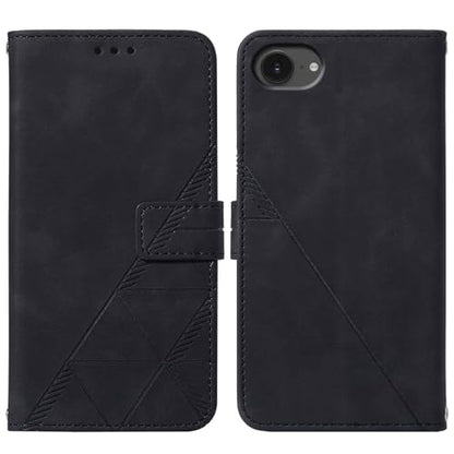 Flip Wallet Case for iPhone 17e/16e, Wrist Strap, Black | Embossed PU Leather, Detachable Wrist Strap, Card Slots, TPU Inner, Cash Pocket, Magnetic Closure, Stand, Precise Cutouts - color: Black