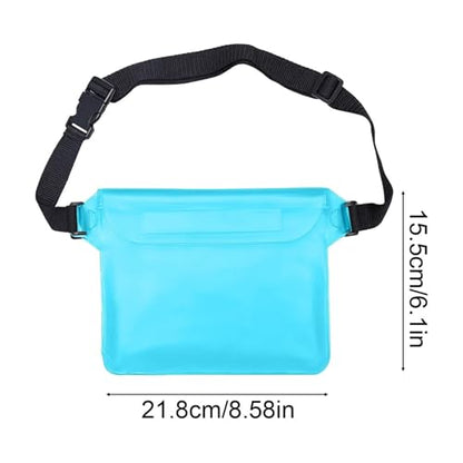 Waterproof Phone Bag, 3 Layer Sealed Submersible Pouch Touchscreen Swimming Case Adjustable Crossbody Waist Pack - color: Blue