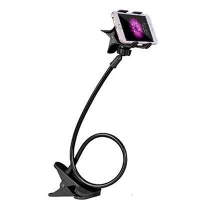 Gooseneck Cell Phone Holder Flexible for Desk Long Arm Mobile Phone Stand with Clip for Headboard & Bedside, Flexible Phone Stand Lazy Bracket Mount Clamp (Black) - color: Black