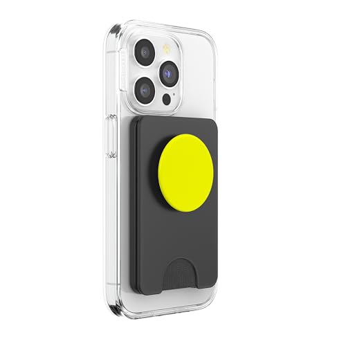 PopSockets Phone Grip with Expanding Kickstand - Neon Yellow PopSockets PopWallet for MagSafe - style: Magnetic PopWallet