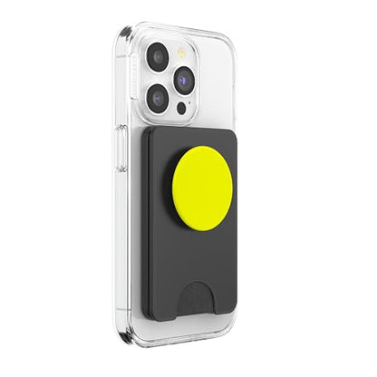 PopSockets Phone Grip with Expanding Kickstand - Neon Yellow PopSockets PopWallet for MagSafe - style: Magnetic PopWallet