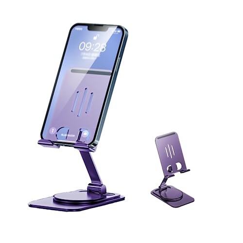 DEARART Cellphone Stand, 360° Adjustable Phone Stand for Desk, Purple Foldable Phone Holder Fully Carried Easily, Compatible for iPhone, Pad, Tablet etc. - color: Purple