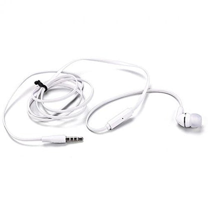 Premium Flat Wired Headset Mono Hands-Free Earphone w Mic Single Earbud Headphone in-Ear [3.5mm] White for Samsung Galaxy J3, J5, J7, Note 3 4 5, Note8, S5, S6, S7, Edge Edge+, S8, S8+, S9, S9+