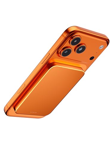 【Titanium Body & Ultra-Slim 0.3-Inch Design】 5000mAh Magnetic Power Bank with Titanium Body, Lightweight & Portable, Easy to Carry for Daily Use, Travel, and Emergencies - color: cosmic orange