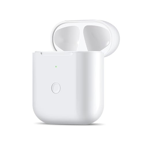 Wireless Charging Case Replacement Compatible for AirPods 1st & 2nd Gen, Air Pods Charger Case with Bluetooth Pairing Sync Button, White (No Earbuds)