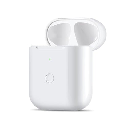 Wireless Charging Case Replacement Compatible for AirPods 1st & 2nd Gen, Air Pods Charger Case with Bluetooth Pairing Sync Button, White (No Earbuds)