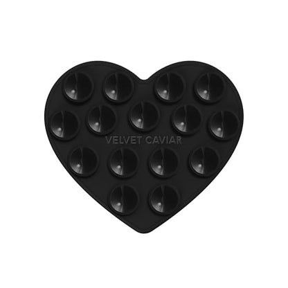 Velvet Caviar Suction Cup Phone Case Mount Compatible with MagSafe Devices Only - Magnetic Silicone Sticky Phone Grip Holder for iPhone Back of Phone - Mirror Gripper (Black Heart) - color: Black Heart