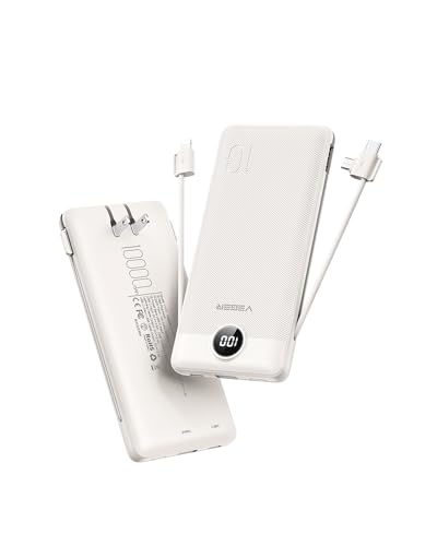 VEGER Portable Charger for iPhone, Power Bank Built in Cables and Wall Plug - color: Coffee