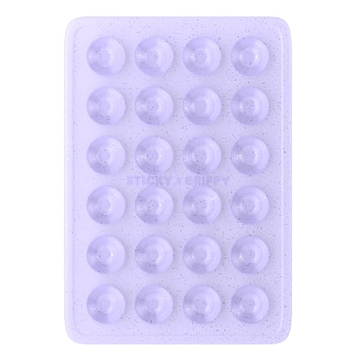 StickyGrippy Suction Phone Case Mount, Sillicon Adhesive Phone Accessory for iPhone and Android, Hands-Free Fidget Toy Mirror Shower Phone Holder, Tiktok Videos and Selfies (Purple Glitter) - color: Purple Glitter