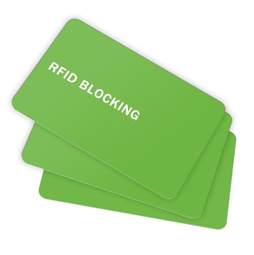 RFID Blocking Card - 3 Pack, Contactless NFC Credit Card ID Protection Safe Bank Card Passport Entire Wallet Purse Shield Protector Blocker Guard (Pack of 3, Green) - color: Green/3 cards