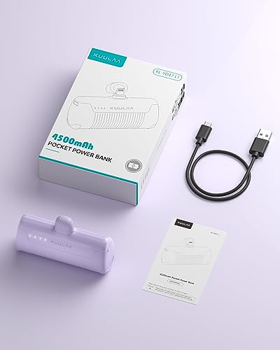 Kuulaa Portable Charger iPhone 4500mAh Mini Power Bank,Cute Battery Pack Backup Charger Travel Compatible with iPhone 14/13/12/11/XS/XR/Airpods (Purple) - color: Purple