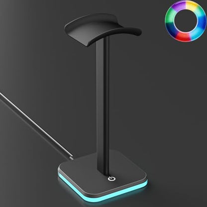 Headphone Stand for Desk - Headset Stand Headphone Holder (RGB-Black) - color: RGB-Black