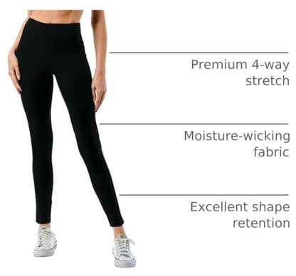 Women's High Waist Active Leggings with Pockets Squat Proof Yoga Workout Pants Tummy Control Stretch Activewear - color: Black, size: Medium