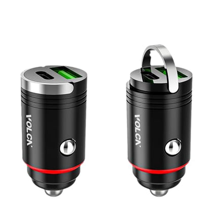 Dual Port Car Charger, [Matt Black] [2 Pack] USB A & USB C Car Cigarette Lighter Charging Adapter, 30W Fast Charging, PD&QC 3.0, Compatible with iPhone 16/15/14/13/12 Series, Samung, Pixel