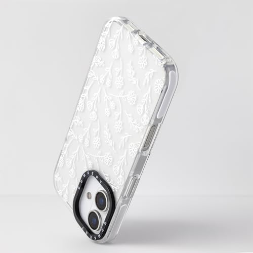 Dumkery Cute White Flowers Phone Case Compatible with iPhone 16, Floral Aesthetic Pattern, Soft TPU Heavy Duty Protection Shockproof Clear Cases Cover for Girls Women - size: iPhone 16