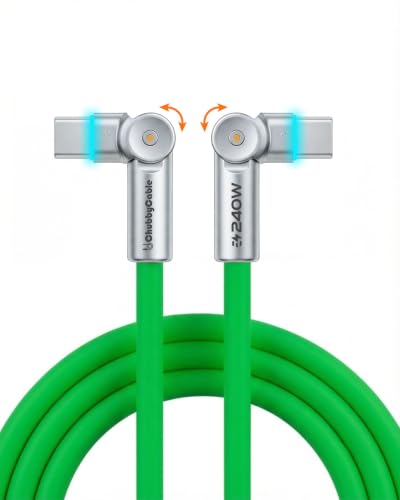 chubbycable RotateX 240W 180° Rotating USB C to USB C Cable, Green, 6.6ft - color: Green, size: 6.6ft (2m)