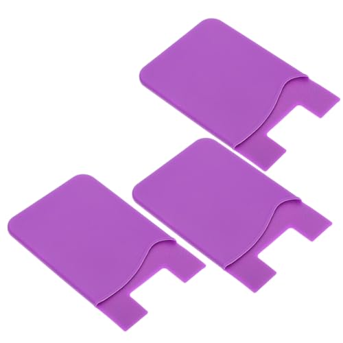 Adhesive Silicone Phone Wallet Holder for Cell Phone, Purple 3 Pack - color: Purple