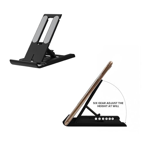 Foldable Phone Stand for Desk | Six Position Adjustable Folding Bracket for Cell Phone | Black Cellphone Holder for Desk & Smartphone Stand | Cellphone & Accessories for Men & Women - style: J