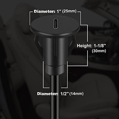 Small USB 3.0 Male to Type C 3.0 Female Car Flush Mount Cable USB C 3.0 Panel Mount Extension Cable for Car Truck Boat Motorcycle Dashboard 3ft