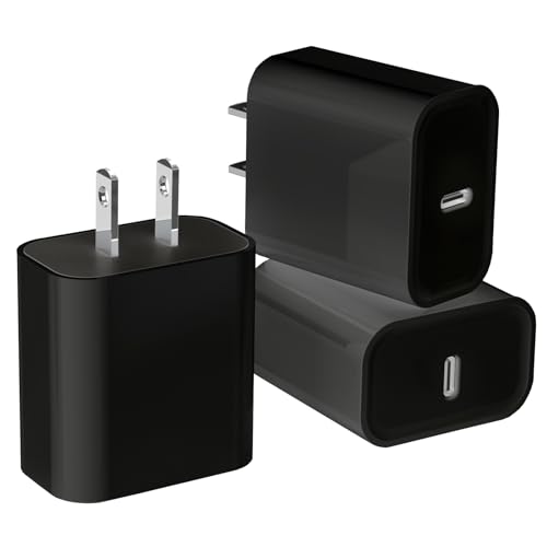 3Pack iPhone 17/16/15 Charge Block, USB C Charger, Black Charger PD Adapter - color: Black