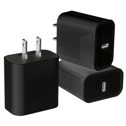 3Pack iPhone 17/16/15 Charge Block, USB C Charger, Black Charger PD Adapter - color: Black