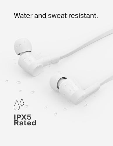 Belkin USB-C Wired Earbuds, Adjustable Volume Limiter, IPX5 - color: White, size: One Size, style: USB-C + Volume Control