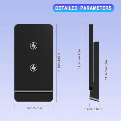 Double Coil Wireless Charger Foldable Phone Holder Stand for iPhone 17 16 15 14 13 12 Pro Max Samsung Xiaomi Fast Charging Station (Black with Cable)