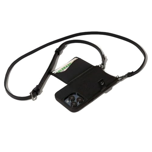 Bandolier Mila Leather Crossbody MagSafe Case iPhone 16 Pro Max - Black/P | Crossbody leather phone case. Built-in card-holder. Adjustable & removable strap. MagSafe Design. Phone drop protection. - color: Black/Pewter, size: iPhone 16 Pro Max
