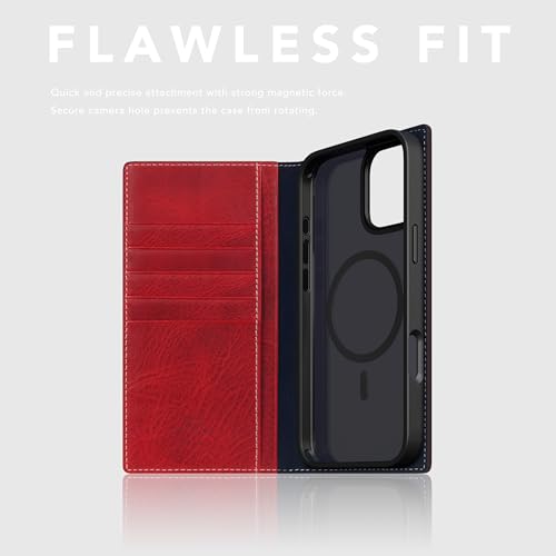 SLG D7 Italian Wax Leather Wallet Case for iPhone 16 - [2-in-1] Handcrafted Detachable Diary Style with Magnetic MagSafe Back Cover, Gift Box Included (Red) - color: [D7 Wax] Red, size: iPhone 16