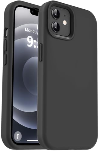 Vooii Compatible with iPhone 12 Case/iPhone 12 Pro Case, Liquid Silicone Upgrade [Soft Anti-Scratch Microfiber Lining] [Shockproof Drop Protection] Phone Case 6.1 inch - Black - color: Black, size: iPhone 12/12 Pro